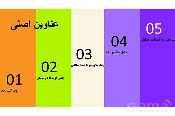 پاورپوینت پودمان 1 کتاب مراقبت از سلامت کودک؛ توسعه شاخص‌های رشد جسمی-حرکتی- پیش نمایش