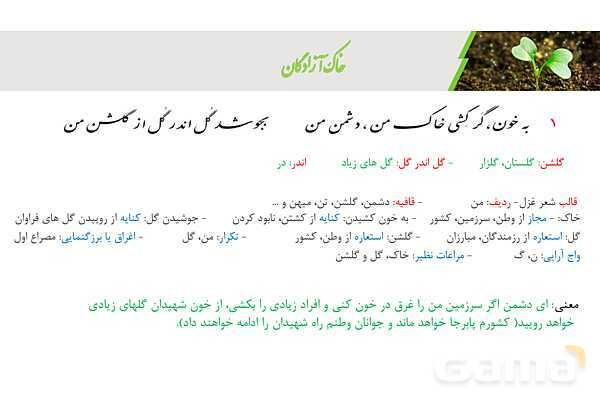 پاورپوینت فارسی دهم | درس 11: خاک آزادگان- پیش نمایش
