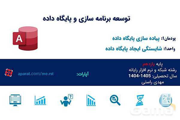 پاورپوینت پودمان 1 واحد یادگیری 1: شایستگی ایجاد پایگاه داده | درس توسعه برنامه سازی و پایگاه داده- پیش نمایش