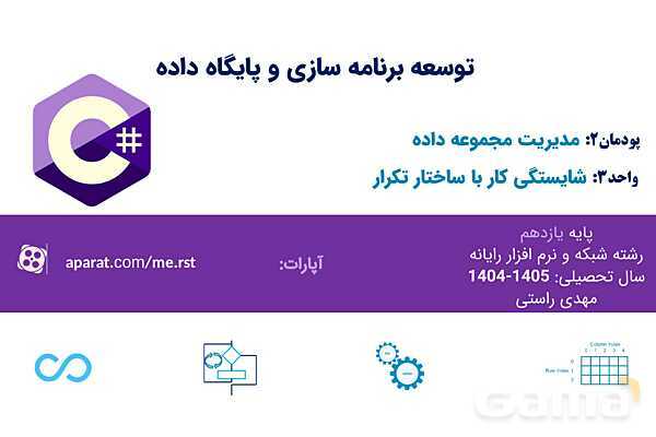 پاورپوینت پودمان 2 واحد یادگیری 3: شایستگی کار با ساختار تکرار | درس توسعه برنامه سازی و پایگاه داده- پیش نمایش
