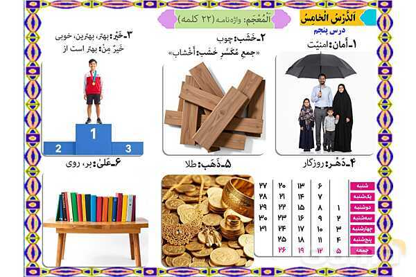 پاورپوینت درس 5 عربی هفتم چاپ 1404- پیش نمایش