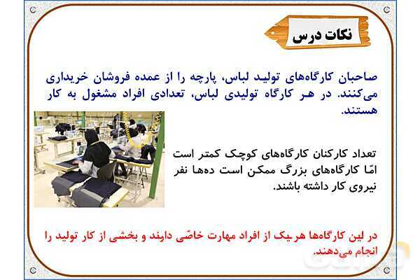 پاورپوینت مطالعات ششم | درس 16: لباس از تولید تا مصرف- پیش نمایش