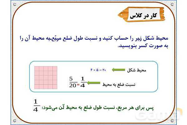 پاورپوینت ریاضی ششم دبستان | فصل 6: کسر، نسبت و تناسب- پیش نمایش