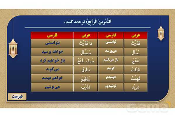 پاورپوینت درس چهارم عربی پایه هشتم چاپ 1404- پیش نمایش