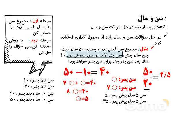 پاورپوینت تناسب، معادله نویسی برای سن و سال و میانگین- پیش نمایش