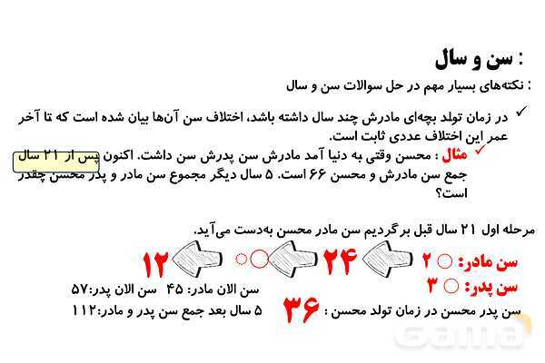 پاورپوینت تناسب، معادله نویسی برای سن و سال و میانگین- پیش نمایش