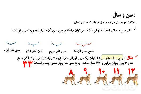 پاورپوینت تناسب، معادله نویسی برای سن و سال و میانگین- پیش نمایش