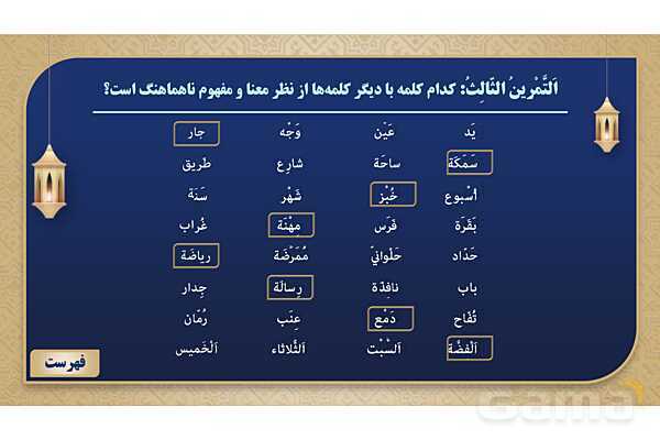 پاورپوینت درس پنجم عربی پایه هشتم چاپ 1404- پیش نمایش