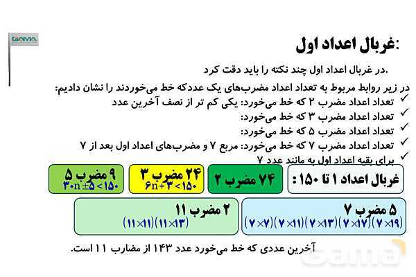 غربال اعداد و خطوط موازی و مورب- پیش نمایش
