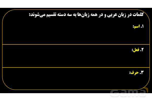 پاورپوینت عربی هفتم (19. اسم و فعل و حرف)- پیش نمایش