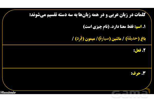پاورپوینت عربی هفتم (19. اسم و فعل و حرف)- پیش نمایش