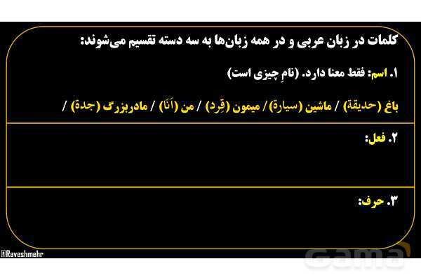پاورپوینت عربی هفتم (19. اسم و فعل و حرف)- پیش نمایش