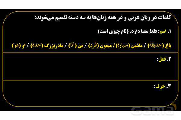 پاورپوینت عربی هفتم (19. اسم و فعل و حرف)- پیش نمایش