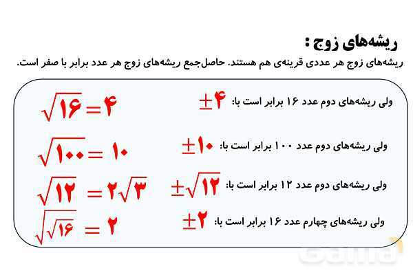  جذر و ریشه‌گیری فرجه‌های زوج و فرد، ساده کردن عبارت‌های رادیکالی- پیش نمایش