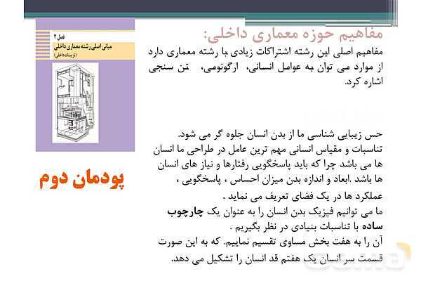 پاورپوینت پودمان 2 درس دانش فنی پایه رشته معماری داخلی: مبانی اصلی رشته معماری داخلی- پیش نمایش