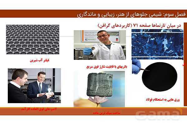 پاورپوینت ساختار گرافن و گرافیت، مواد مولکولی و مواد کووالانسی | فصل سوم شیمی 12 ام- پیش نمایش