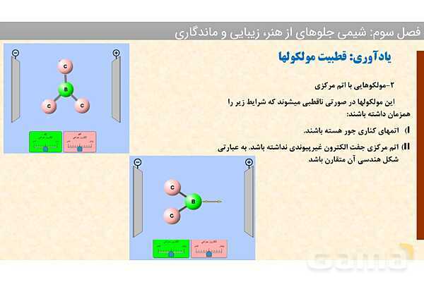 پاورپوینت ساختار مواد مولکولی، ساختار لوییس و پتانسیل الکترواستاتیکی | فصل سوم شیمی 12 ام- پیش نمایش