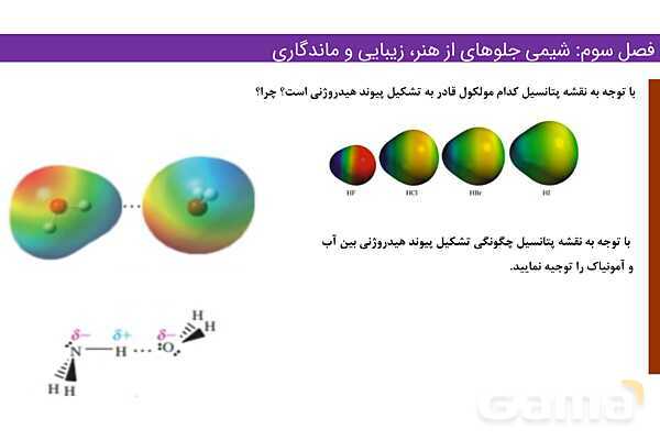 پاورپوینت کاربرد نقشه ‌های پتانسیل الکتروستاتیکی | فصل سوم شیمی 12 ام- پیش نمایش