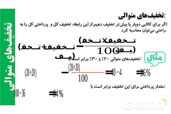 پاورپوینت درصد تخفیف‌های متوالی و سودهای متوالی- پیش نمایش