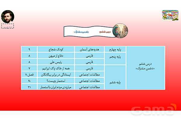 پاورپوینت درس 6: دشمن مشترک | کتاب از ایرانمان دفاع می‌کنیم دوره دوم دبستان- پیش نمایش