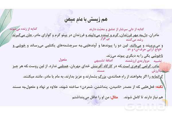 پاورپوینت تدریس درس 8: هم زیستی با مام میهن | فارسی نهم- پیش نمایش