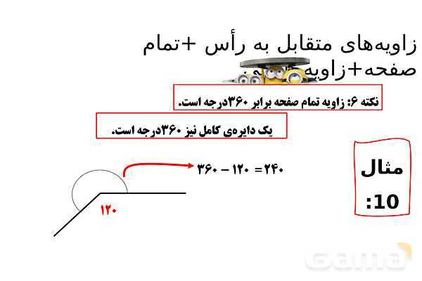 پاورپوینت زاویه‌های نیم صفحه، مجاور، مکمل، مجانب و متقابل به راس- پیش نمایش