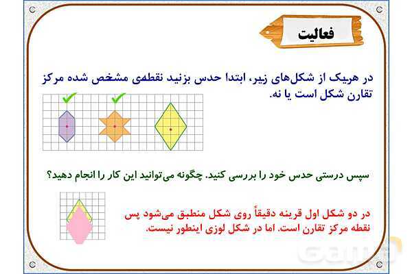 پاورپوینت ریاضی ششم دبستان | فصل 4: مرکز تقارن و تقارن مرکزی- پیش نمایش