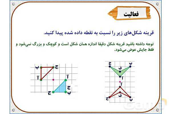 پاورپوینت ریاضی ششم دبستان | فصل 4: مرکز تقارن و تقارن مرکزی- پیش نمایش