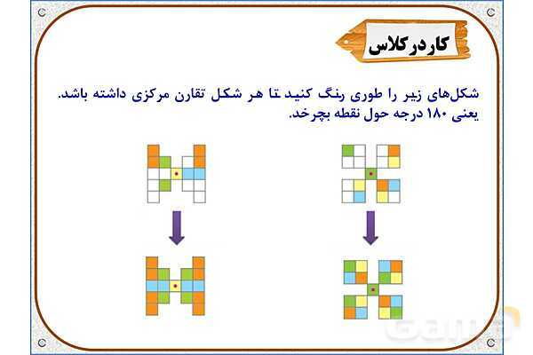 پاورپوینت ریاضی ششم دبستان | فصل 4: مرکز تقارن و تقارن مرکزی- پیش نمایش