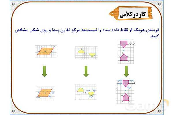 پاورپوینت ریاضی ششم دبستان | فصل 4: مرکز تقارن و تقارن مرکزی- پیش نمایش