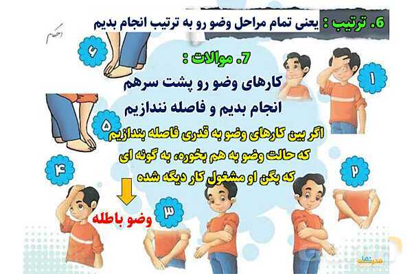 پاورپوینت آموزشی درس 6 پیام‌های آسمان پایه نهم؛ وضو، غسل و تیمم- پیش نمایش