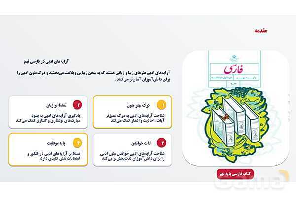 پاورپوینت آرایه های ادبی پرکاربرد در فارسی نهم- پیش نمایش