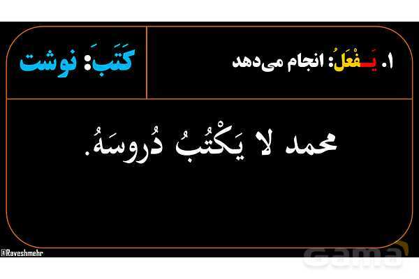 پاور آموزشی عربی هشتم 4. مثال‌های فعل مضارع و منفی آن- پیش نمایش