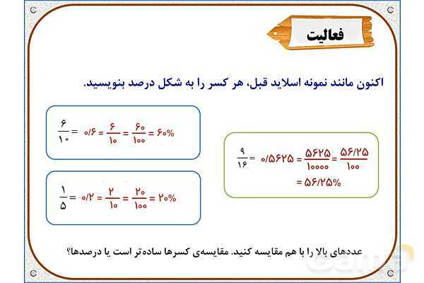 پاورپوینت ریاضی ششم دبستان | فصل 6: درصد- پیش نمایش