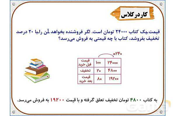 پاورپوینت ریاضی ششم دبستان | فصل 6: کاربرد درصد در محاسبات مالی- پیش نمایش