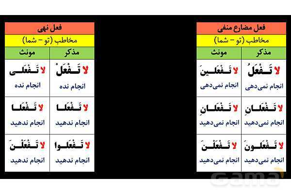 پاورپوینت عربی نهم (تفاوت فعل مضارع منفی و فعل نهی)- پیش نمایش