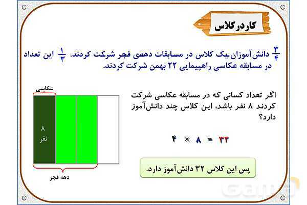 پاورپوینت ریاضی ششم دبستان | فصل 2: محاسبات با کسر- پیش نمایش