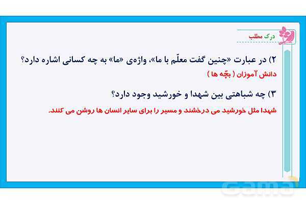 پاورپوینت فارسی ششم درس 11 | شهدا خورشیدند و بخوان و بندیش بوعلی و بهمنیار- پیش نمایش