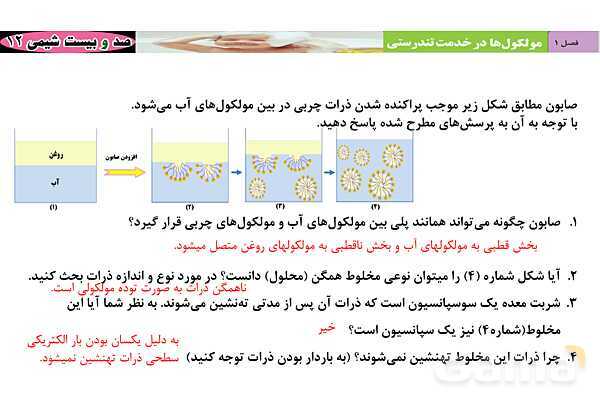 پاورپوینت نمونه سوال صابون و شوینده‌ها- پیش نمایش