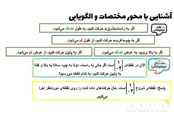 پاورپوینت آشنایی با محور مختصات و الگویابی- پیش نمایش