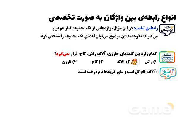 پاورپوینت انواع روابط بین واژگان (تَضَمُّن، تضاد، ترادف، معادل یابی، ترکیب، تناسب و ...)- پیش نمایش