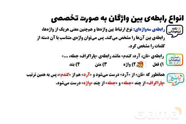 پاورپوینت انواع روابط بین واژگان (تَضَمُّن، تضاد، ترادف، معادل یابی، ترکیب، تناسب و ...)- پیش نمایش