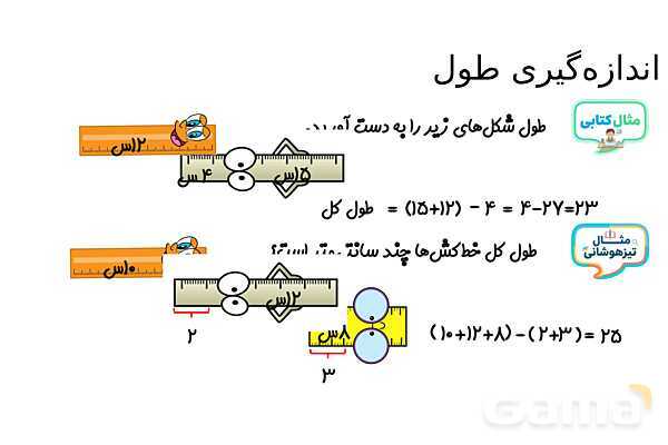 پاورپوینت اندازه‌گیری طول قسمت مشترک دو خط‌کش- پیش نمایش