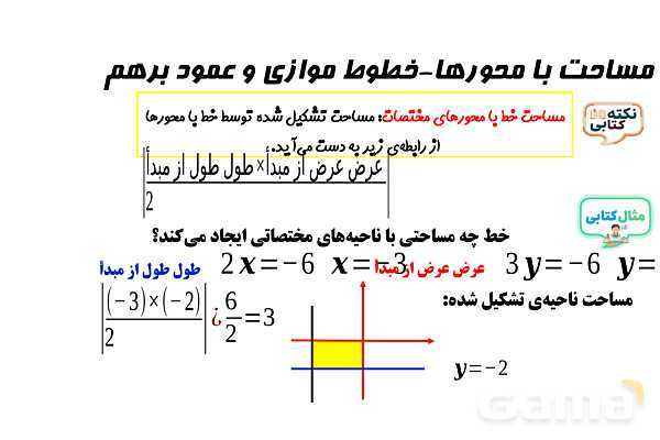 پاورپوینت مساحت ناحیه محصور بین خط و محورها- پیش نمایش