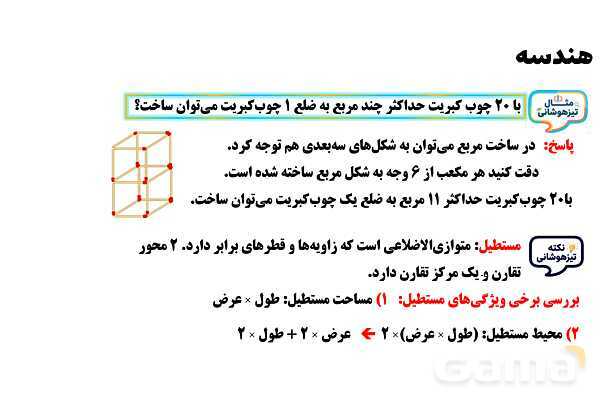 پاورپوینت محیط و مساحت تیزهوشان- پیش نمایش