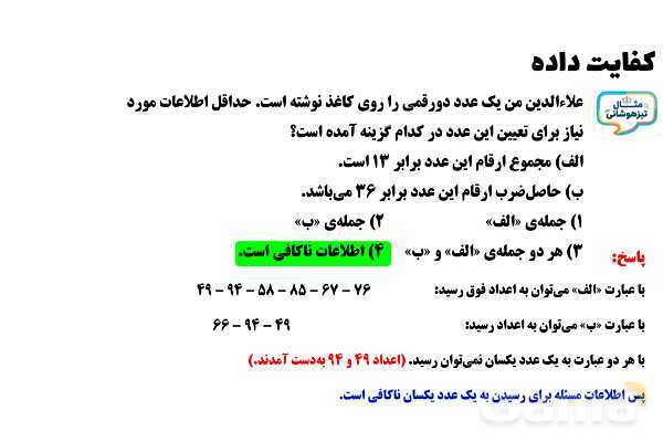 پاورپوینت کفایت داده تیزهوشان- پیش نمایش