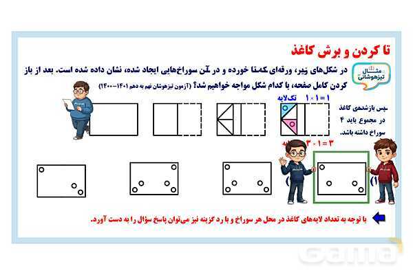 پاورپوینت تاکردن و برش کاغذ تیزهوشان- پیش نمایش