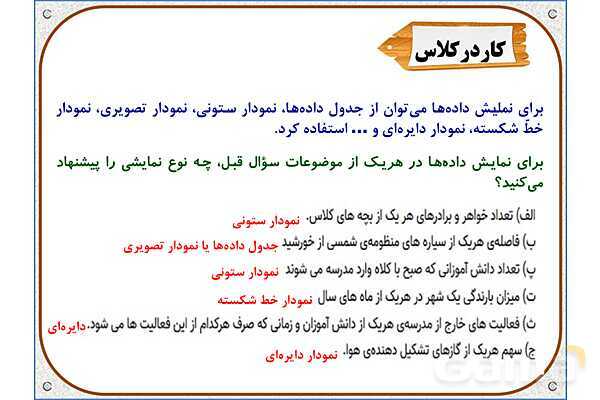 پاورپوینت ریاضی پنجم دبستان | فصل 7: جمع‌آوری و نمایش داده‌ها- پیش نمایش
