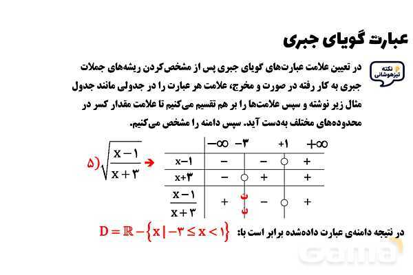 پاورپوینت دامنه تعریف عبارت‌های گویا پایه نهم- پیش نمایش