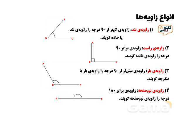 پاورپوینت انواع زاویه‌ها ریاضی چهارم- پیش نمایش